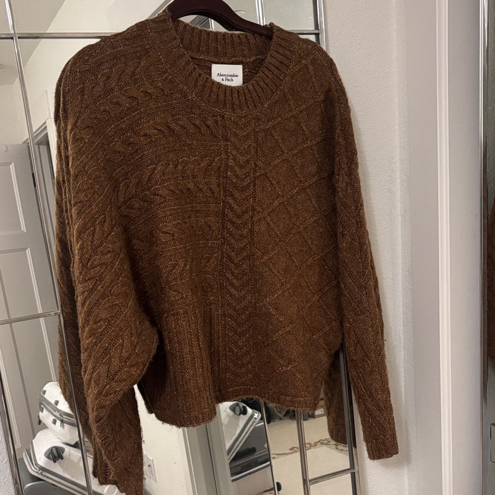 Abercrombie & Fitch Brown Cable Knit Sweater